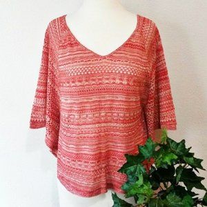 Maurices Boho Poncho Style Top Loose Knit Crochet Dolman Batwing Sleeve Knit Top